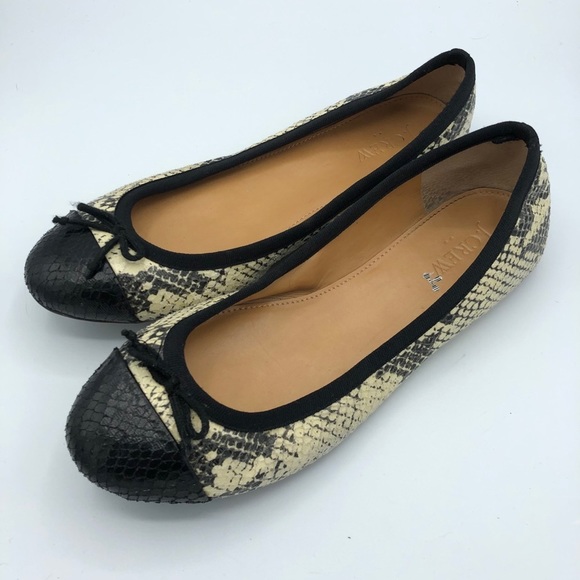 J Crew Factory Snake Print Cap Toe Slip On Flats 7